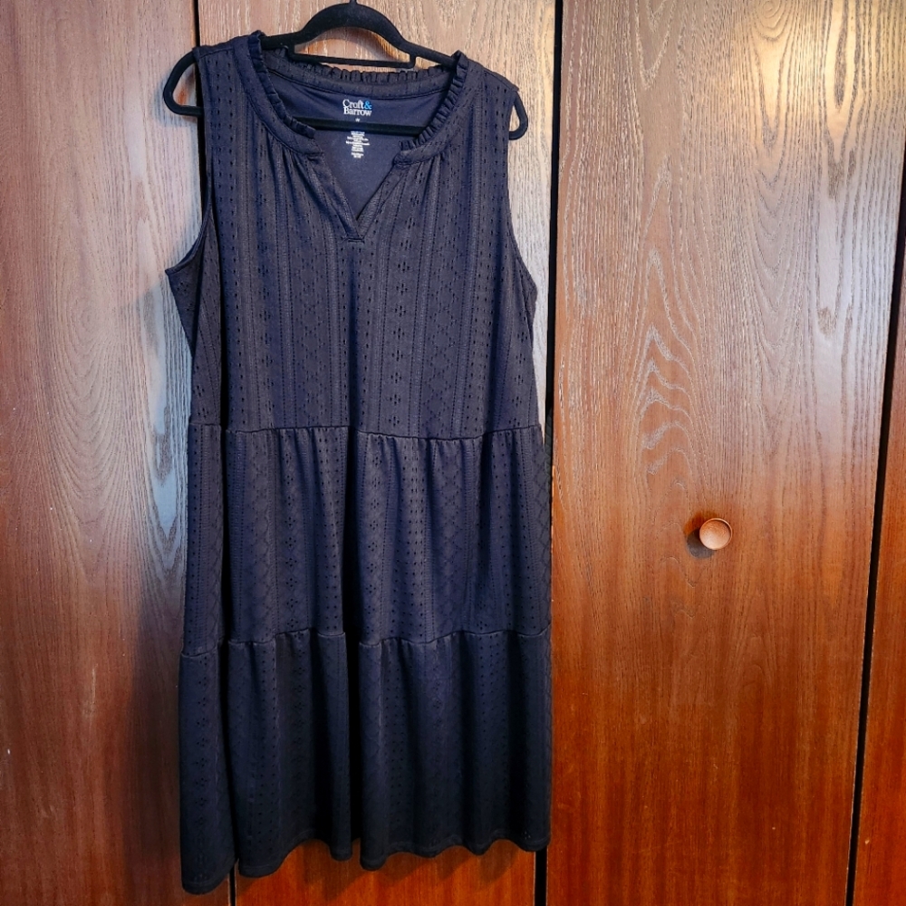 Croft & Barrow Black Eyelet Midi Dress 1X